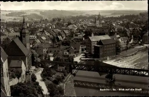 Ak Rochlitz Sachsen, Blick auf die Stadt, Brücke, Kirche
