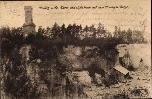 Ak Rochlitz Sachsen, Turm und Steinbruch auf dem Rochlitzer Berge