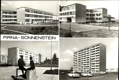 Ak Pirna in Sachsen, Sonnenstein, Neubaugebiet, Fritz Ehrlich Oberschule, Häuserblocks