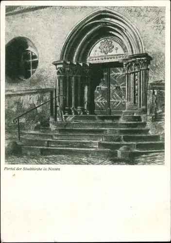 Ak Nossen, Portal der Stadtkirche, Säulen, Treppe