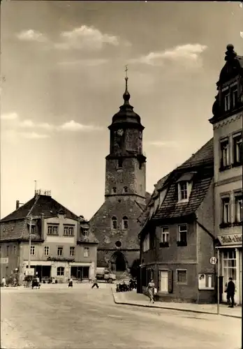 Ak Nossen, Markt, Turm, Turmuhr, Passanten