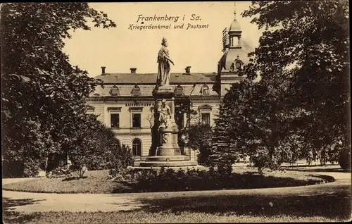 Ak Frankenberg Sachsen, Kriegerdenkmal und Postamt