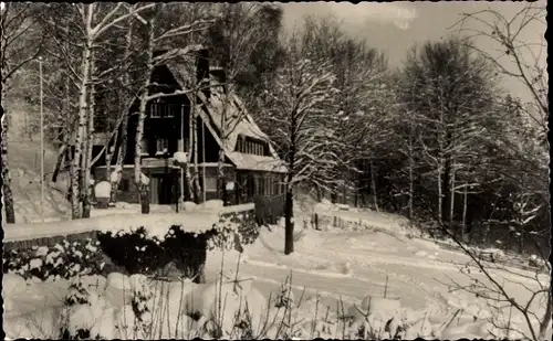 Ak Rittersgrün Breitenbrunn im Erzgebirge, Jugendherberge Ernst Scheffler, Winter