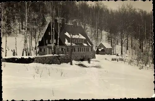 Ak Rittersgrün Breitenbrunn im Erzgebirge, Jugendherberge Ernst Scheffler, Winter