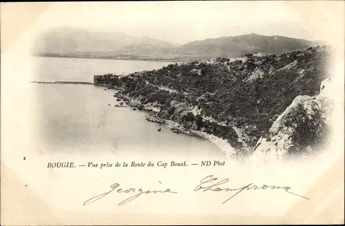 Ak Bougie Algerien, Vue prise de la Route du Cap Bouak