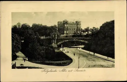 Ak Hamburg Mitte St. Pauli, Helgoländer Allee mit Seewarte, Brücke