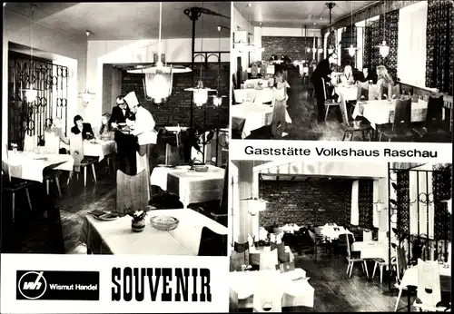 Ak Raschau im Erzgebirge, Gaststätte Volkshaus Raschau, Innenansicht, Speisesaal