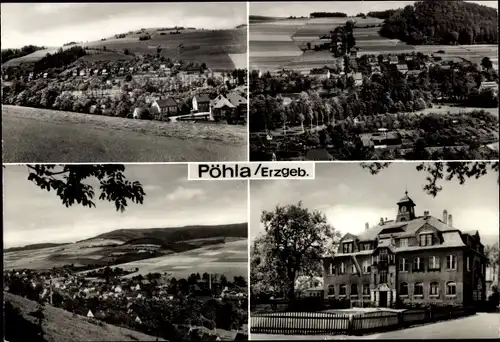 Ak Pöhla Schwarzenberg im Erzgebirge Sachsen, Panorama, Oberschule