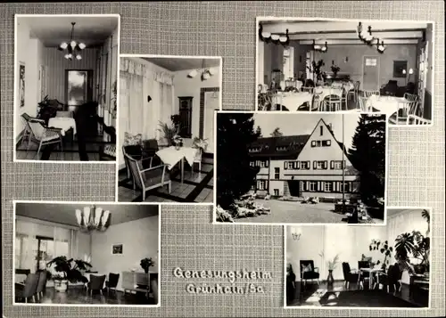 Ak Grünhain Beierfeld im Erzgebirge Sachsen, Genesungsheim, Innenansichten, Außenansicht