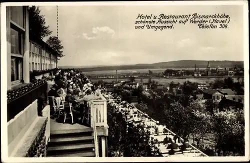 Ak Werder an der Havel, Hotel und Gaststätte Bismarckhöhe, Terrasse