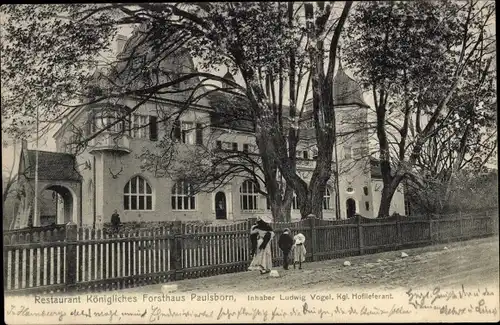 Ak Berlin Zehlendorf Dahlem, Paulsborn, Restaurant Königliches Forsthaus
