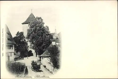 Ak Bebenhausen Tübingen, Blick auf den Schreibturm, Kutsche