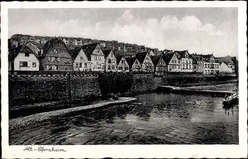 Ak Pforzheim im Schwarzwald, Teilansicht, Häuser am Ufer