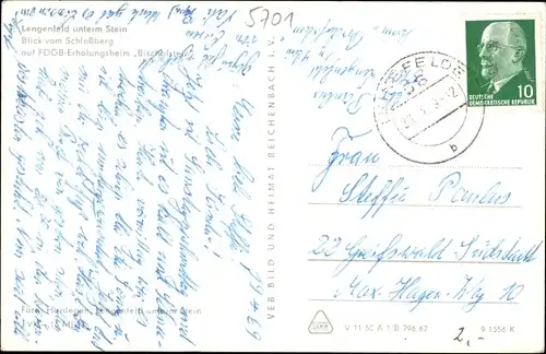 Ak Lengenfeld unterm Stein Südeichsfeld, FDGB Erholungsheim, Bischofstein