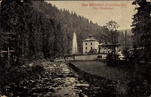 Ak Hölle Naila in Oberfranken, Kraftwerk Höllental, Fontaine