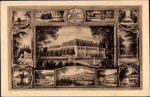 Ak Freudental in Württemberg, Schloss, Fontäne, Panorama, Teilansichten