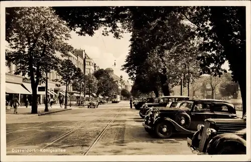 Ak Düsseldorf am Rhein, Königsallee, Geschäfte, Autos