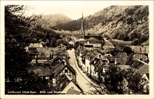 Ak Ilfeld am Harz Thüringen, Blick vom Steinberg, Kirche
