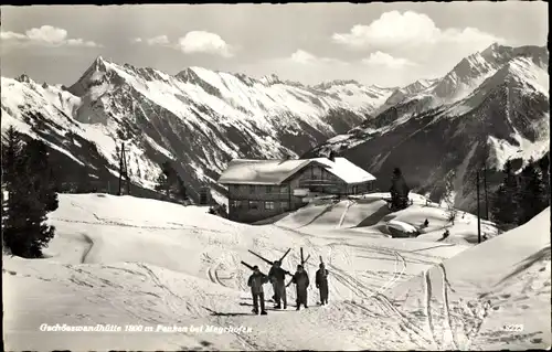 Ak Mayrhofen im Zillertal Tirol, Gschwösswandhütte mit Panken, Skipartie