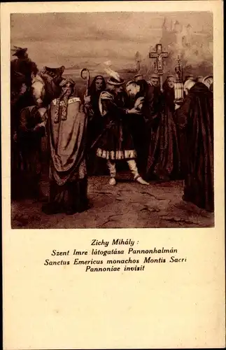 Künstler Ak Mihaly, Z., Szent Imre latogatasa Pannonhalman