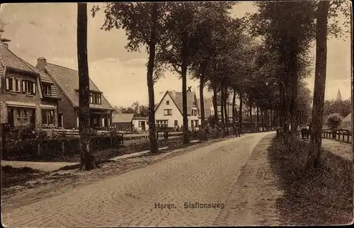 Ak Haren Groningen Niederlande, Stationsweg