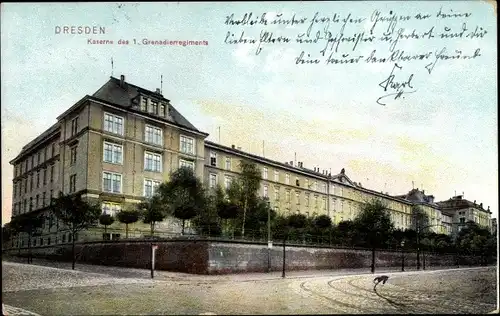 Ak Dresden Zentrum Altstadt, Kaserne des 1. Grenadier-Regiments