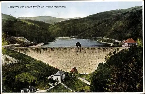 Ak Most Brüx Region Aussig, Talsperre im Hammergrundtal