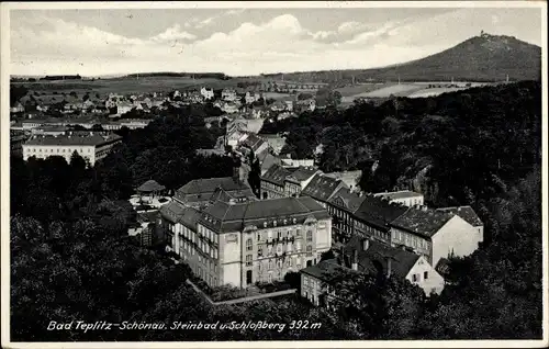Künstler Ak Teplice Teplitz Schönau Region Aussig, Steinbad und Schlossberg