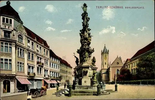 Ak Teplice Teplitz Schönau Reg. Aussig, Schlossplatz