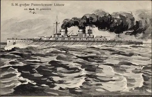 Ak Deutsches Kriegsschiff, SMS Lützow, Panzerkreuzer, Kaiserliche Marine