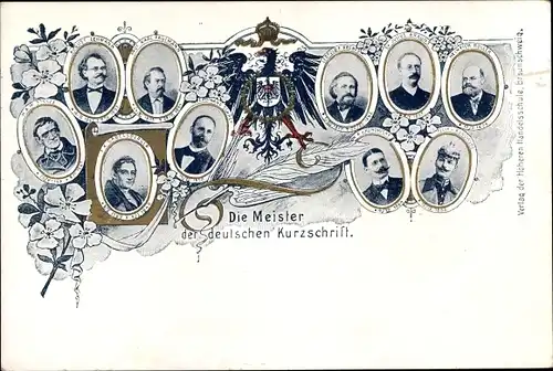 Wappen Ak Die Meister der deutschen Kurzschrift, Gabelsberger, Stenographie