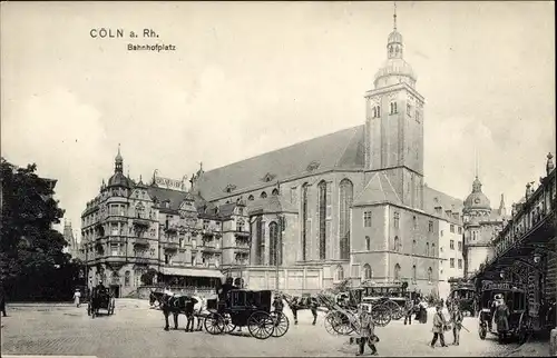 Ak Köln am Rhein, Bahnhofplatz, Kutsche