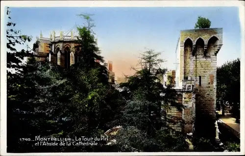 Ak Montpellier Hérault, La Tour du Piri, Cathedrale