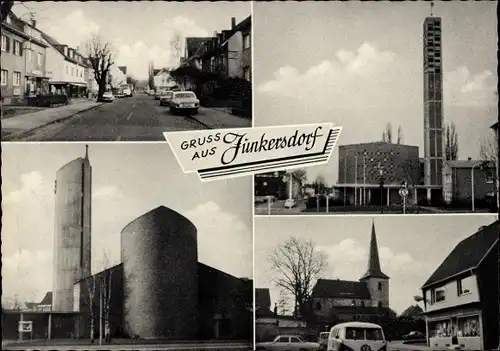 Ak Junkersdorf Lindenthal Köln am Rhein, Kirche, Straßenansicht mit VW Bus