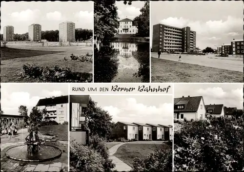 Ak Hamburg Wandsbek Farmsen Berne, Siedlung, rund um den Berner Bahnhof, Brunnen