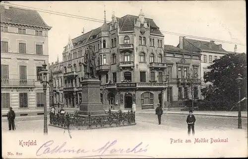 Ak Krefeld am Niederrhein, Partie am Moltke-Denkmal