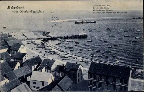 Ak Helgoland Nordsee, Blick vom Oberland aufs Meer