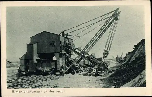 Ak Oberschlesien, Eimerkettenbagger, Das Hohelied deutscher Arbeit, Die Grube IV 16