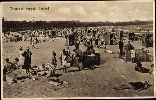 Ak Sopot Gdańsk Zoppot Danzig, Strandpartie, Freibad