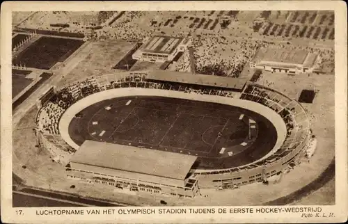 Ak Amsterdam Nordholland Niederlande, Olympische Spiele 1928, Stadion, Fliegeraufnahme