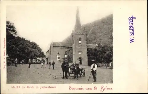 Ak Jamestown St. Helena, Markt en Kerk, Kirche, Markt