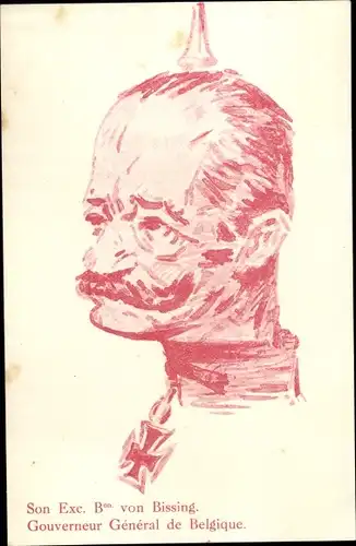 Ak Moritz von Bissing, Gouverneur von Belgien, Karikatur