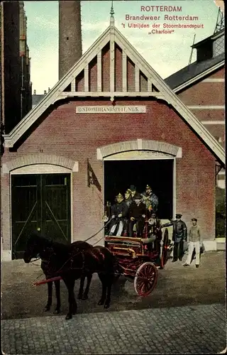 Ak Rotterdam Südholland Niederlande, Stoombrandspuit Charlois, Feuerwehr