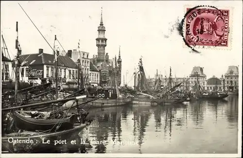 Ak Oostende Ostende Westflandern, Le Port et la Gare Maritime