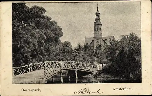 Ak Amsterdam Nordholland Niederlande, Oosterpark, Brücke