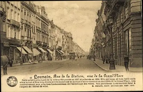 Ak Louvain Leuven Flämisch Brabant, Rue de la Station, Geschäfte, Passanten