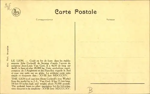 Ak Waterloo Wallonisch Brabant, Le Lion