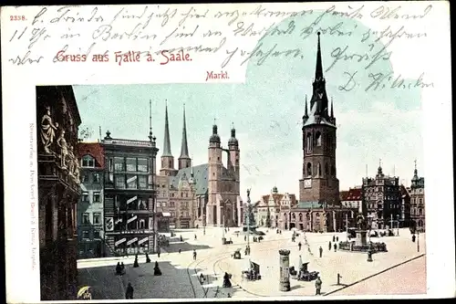 Ak Halle an der Saale, Markt, Kirche, Turm