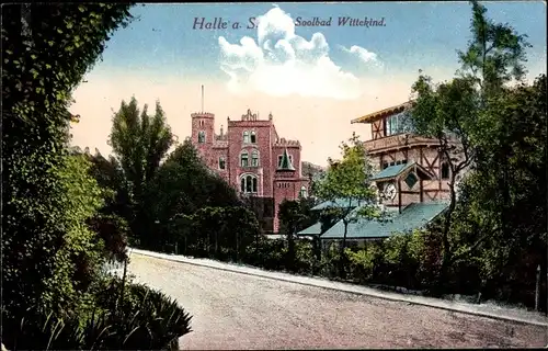 Ak Halle an der Saale, Partie am Solbad Wittekind, Straßenansicht