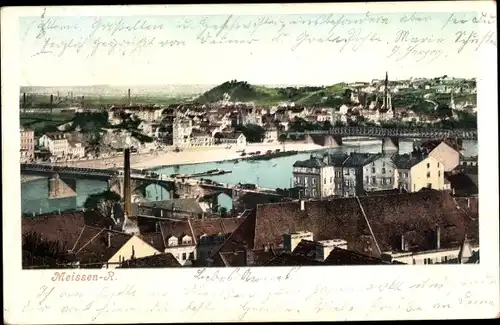 Ak Meißen an der Elbe, Ortsansicht mit Elbe